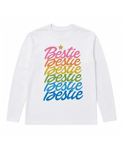 Prince Peter Collection Girls' Bestie Repeat Colorful Long Sleeve Crew Tee - Big Kid In White