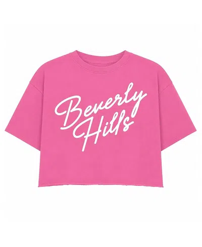 Prince Peter Collection Girls' Beverly Hills Script Oversized Crop Top - Big Kid In Pink