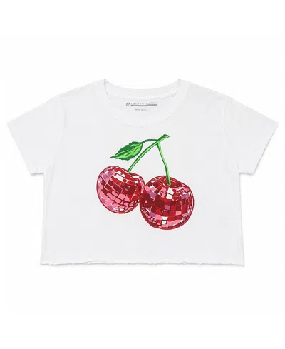 Prince Peter Collection Girls' Disco Cherry Oversized Crop Top - Big Kid In White