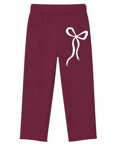 Prince Peter Collection Girls' Fall Bows Jogger - Big Kid In Burgundy