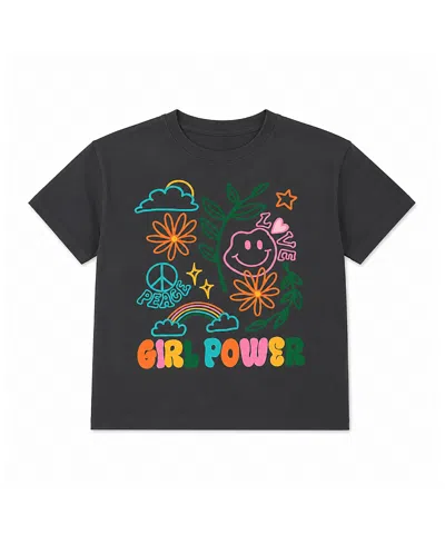 Prince Peter Collection Girls' Girl Power Crew Tee - Big Kid In Black