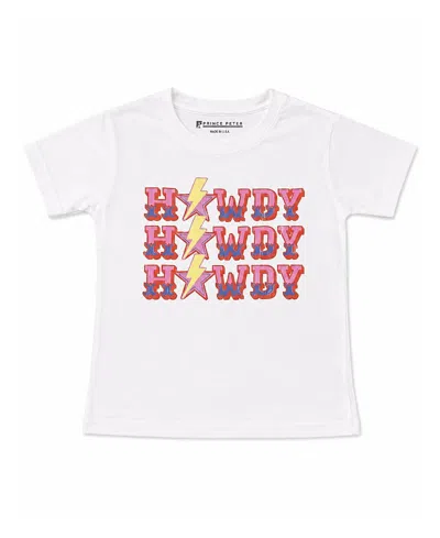 Prince Peter Collection Girls' Howdy Lightning Repeat Tee Crew Tee Top - Big Kid In White