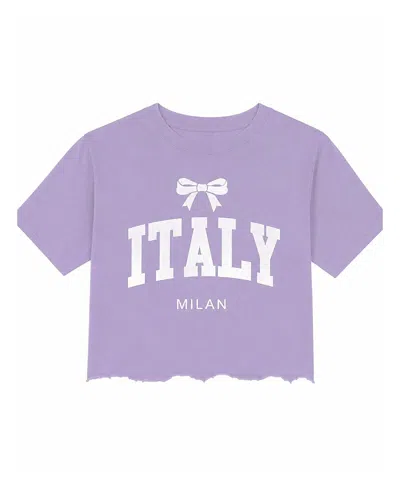 Prince Peter Collection Girls' Italy Milan Bow Crop Top - Big Kid In Purple