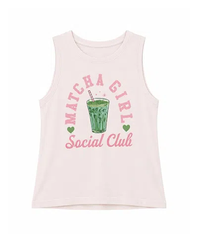 Prince Peter Collection Girls' Matcha Girl Social Club Tank Top - Big Kid In White