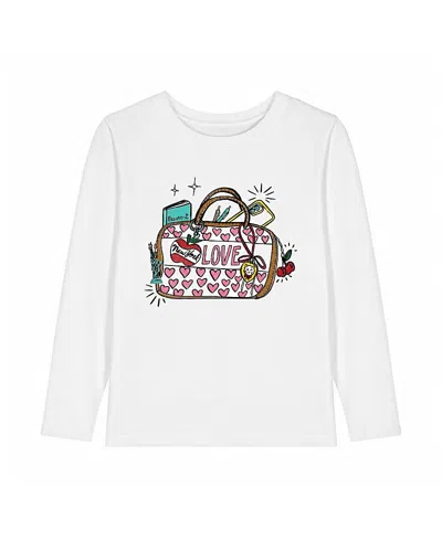 Prince Peter Collection Girls' Ny Bag Graphics Long Sleeve Crew Tee - Big Kid In White