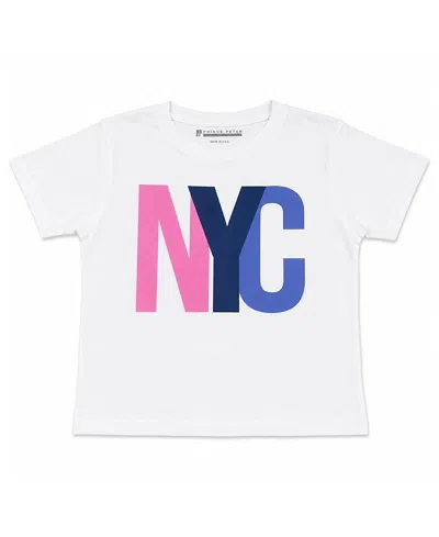 Prince Peter Collection Girls' Nyc Tri Color Crew Tee Top - Big Kid In White
