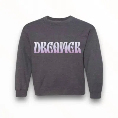 Prince Peter Kids Girl's Dreamer Pullover Top In Charcoal In Gray