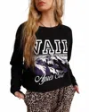 Prince Peter Ski Resort Love Crop Crew Pullover In Black In Black