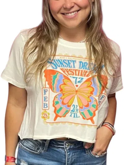 Prince Peter Sunset Dream Festival Cropped Tee In Cream In White
