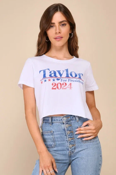 Prince Peter Taylor For President 2024 White Cropped Graphic Tee