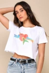 PRINCE PETER TOM PETTY HEARTBREAKERS WHITE CROPPED GRAPHIC TEE