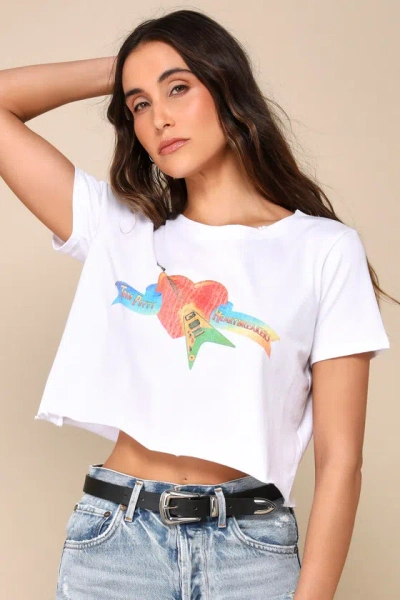 Prince Peter Tom Petty Heartbreakers White Cropped Graphic Tee