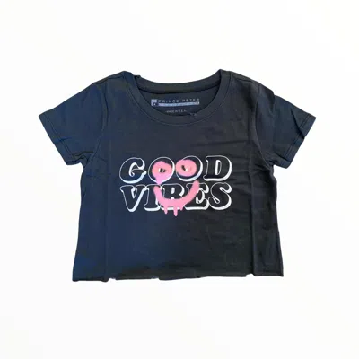 Prince Peter Women's Good Vibes Smiley Crop Tee In Black