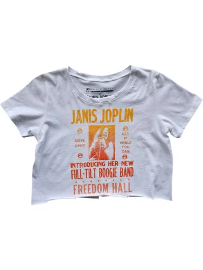 Prince Peter Women's Janis Joplin Freedom Hall Crop Tee In White In Gray