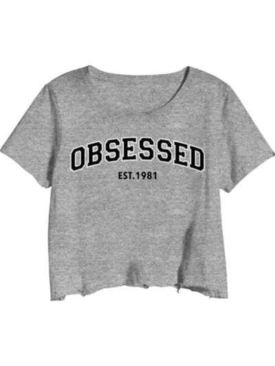 Prince Peter Women's Obsessed Crop Tee In Grey