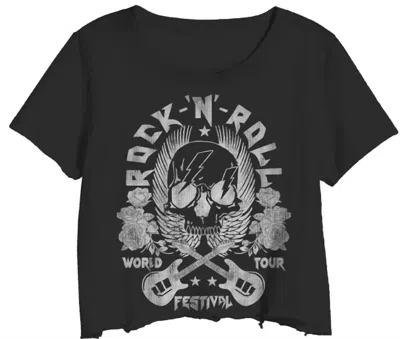 Prince Peter Women's Rock N' Roll Guitar Crop Tee In Black