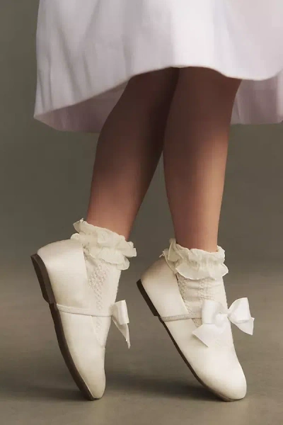 Princess Daliana Girls Bow Slip-on Shoes In White