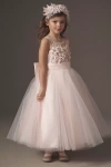 Princess Daliana Pearl-embellished Floral Tulle Flower Girl Headband In Pink
