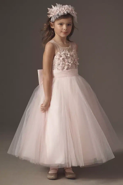 Princess Daliana Pearl-embellished Floral Tulle Flower Girl Headband In Pink