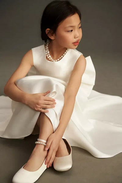 Princess Daliana Pearl Flower Girl Flats In White