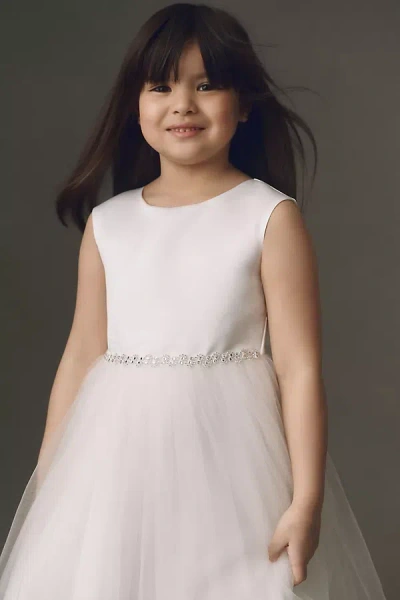 Princess Daliana Tulle Sparkle Flower Girl Dress In White
