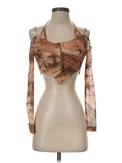 Pre-owned Princess Polly 3/4 Sleeve Blouse In Brown