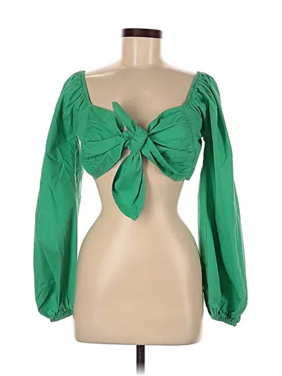 Pre-owned Princess Polly 3/4 Sleeve Blouse In Green