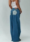 Princess Polly A Keeper Flower Patch Jeans In Mid Blue