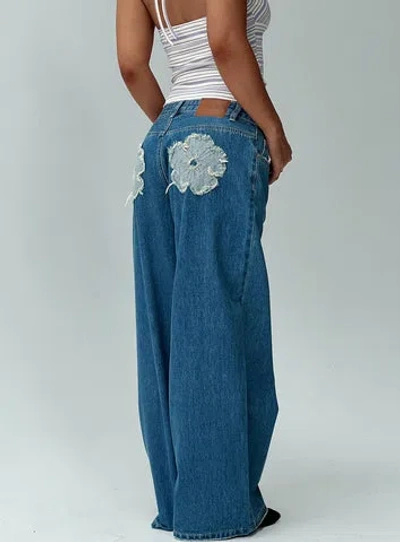 Princess Polly A Keeper Flower Patch Jeans In Blue