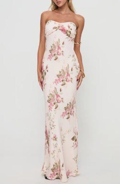 Princess Polly Abeila Floral Strapless Maxi Dress In Pink