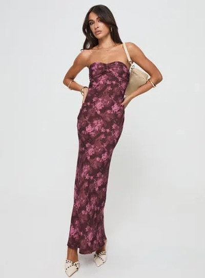 Princess Polly Abeila Strapless Maxi Dress In Burgundy