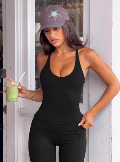 Princess Polly Active Pace Active Cross Back Tank Top In Black