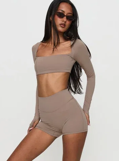 Princess Polly Active Touchdown Active Contour Short In Taupe
