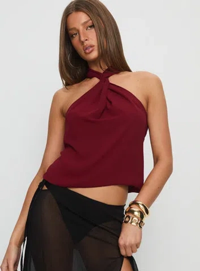 Princess Polly Adalynne Twist Front Top In Burgundy
