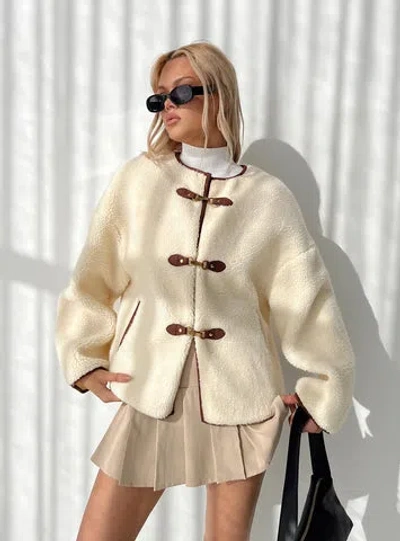 Princess Polly Adylic Teddy Coat In Cream / Brown
