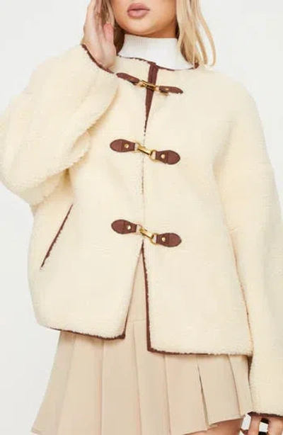 Princess Polly Adylic Teddy Faux Shearling Coat In Cream