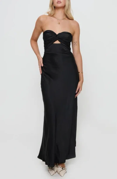 Princess Polly Ahna Cutout Detail Strapless Maxi Dress In Black