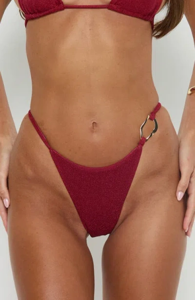 Princess Polly Aimi Metal Detail Cheeky Bikini Bottom Co-ord In Red