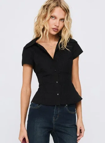 Princess Polly Akiyo Button Up Blouse Top In Black