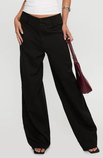 Princess Polly Alaina Low Rise Wide Leg Pants In Black