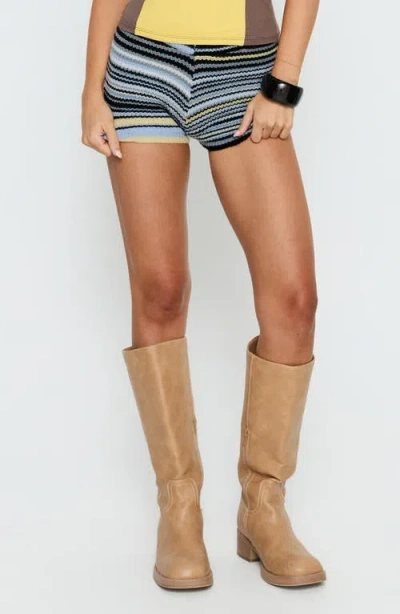 Princess Polly Alarik Striped Knit Shorts In Blue