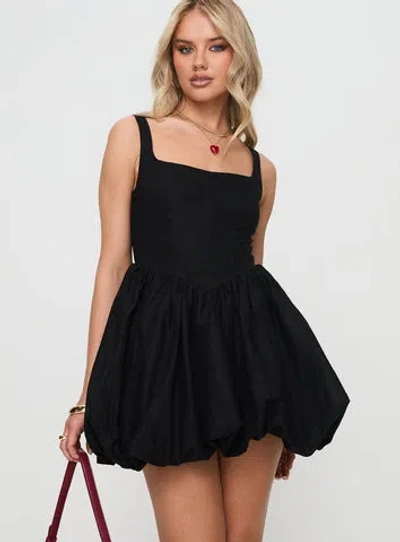 Princess Polly Square Neck Corset Detail Skater Mini Dress In Black