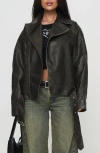 Princess Polly Aldrich Oversized Boyfriend Biker Jacket In Washed Grey