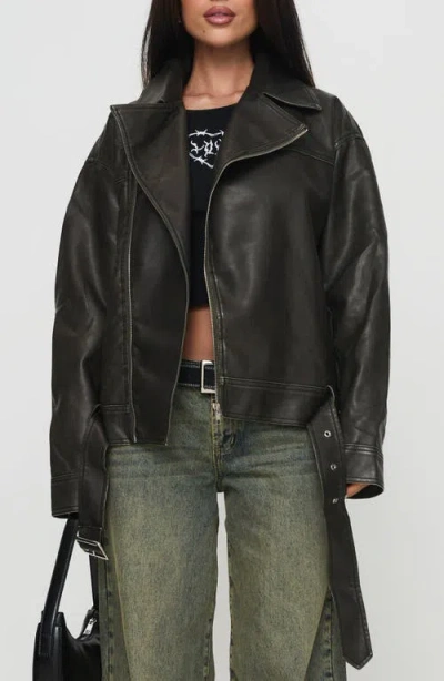 PRINCESS POLLY PRINCESS POLLY ALDRICH OVERSIZE FAUX LEATHER MOTO JACKET