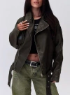 Princess Polly Aldrich Oversized Boyfriend Biker Jacket In Washed Grey
