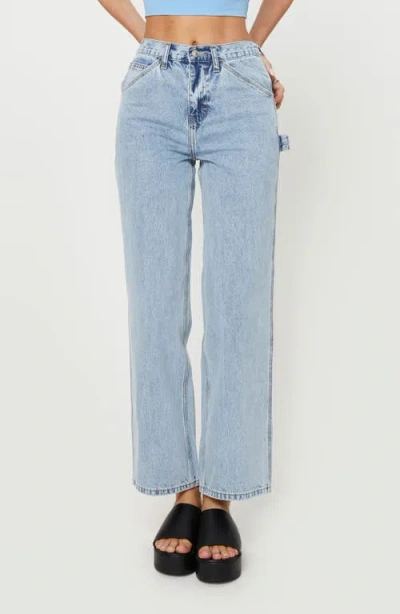 Princess Polly Alessandara High Waist Straight Leg Carpenter Jeans In Light Blue