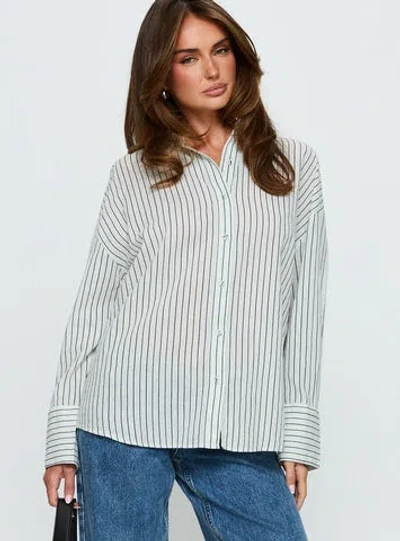 Princess Polly Alexi Long Sleeve Button Down Top In Blue