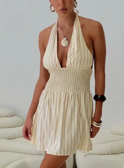 Princess Polly Alivea Shirred Mini Dress In Cream
