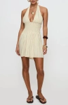 Princess Polly Alivea Stripe Smocked Halter Minidress In Neutral