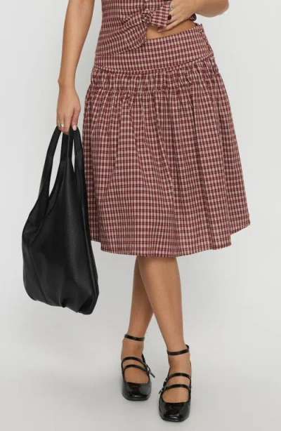 Princess Polly Alixandra Check Print Midi Skirt In Red